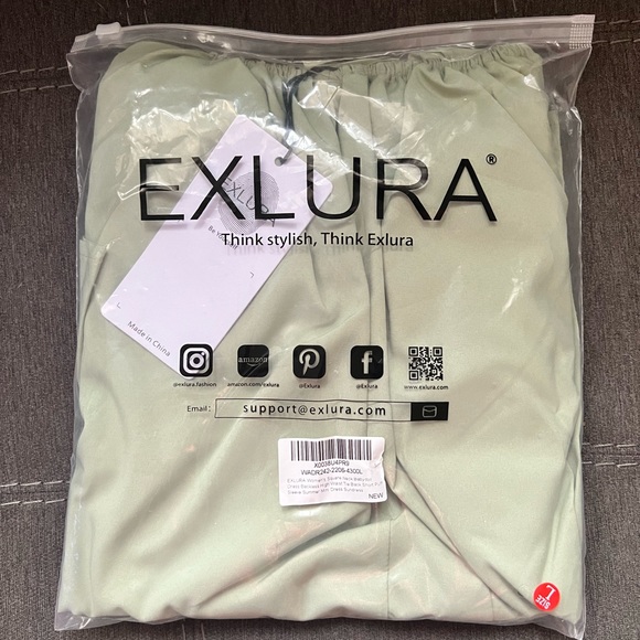 NWT EXLURA Women’s Summer Puff Sleeve Babydoll Dress - Mint Green - Picture 3 of 3